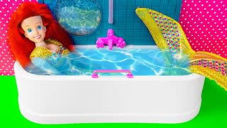 Barbie Doll and Elsa, Anna Toddlers Meet Princess Ariel! Play with Funny Puppy Toys
